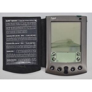 3Com Palm V Silver Handheld 3.2" Touchscreen Leather Case Untested No Charger